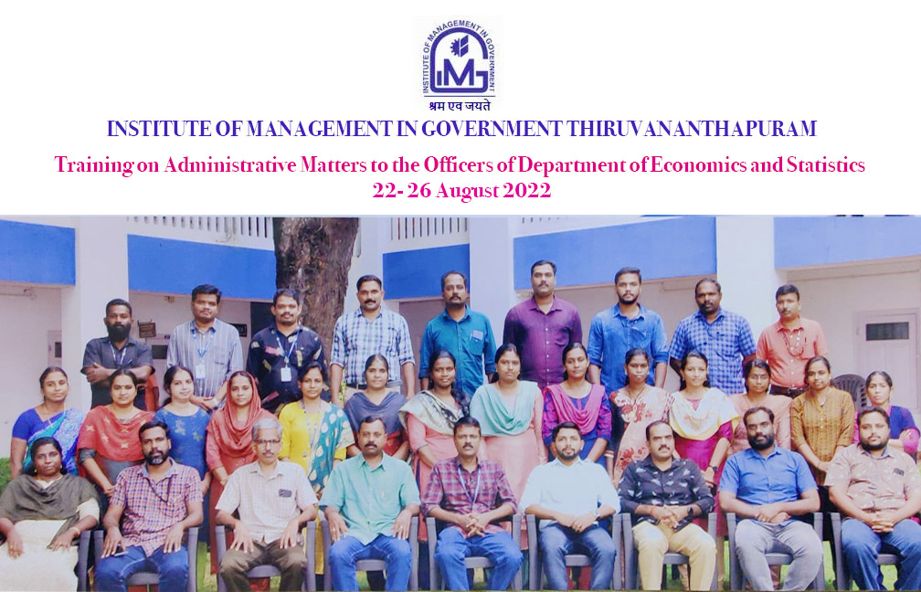 Training on Administrative Matters held at IMG Thiruvananthapuram 22-26 Aug 2022