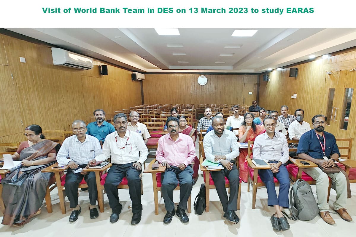 Visit of World Bank Team in DES on 13-03-2023 for studying the crop statistical system in Kerala