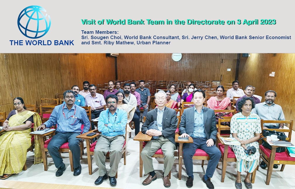 Visit of World Bank Team in DES on 03-04-2023 for studying spatial development strategies. The team consists of Sri. Sougen Choi, WB Consultant and Sri. Jerry Chen, WB Sr Economist.