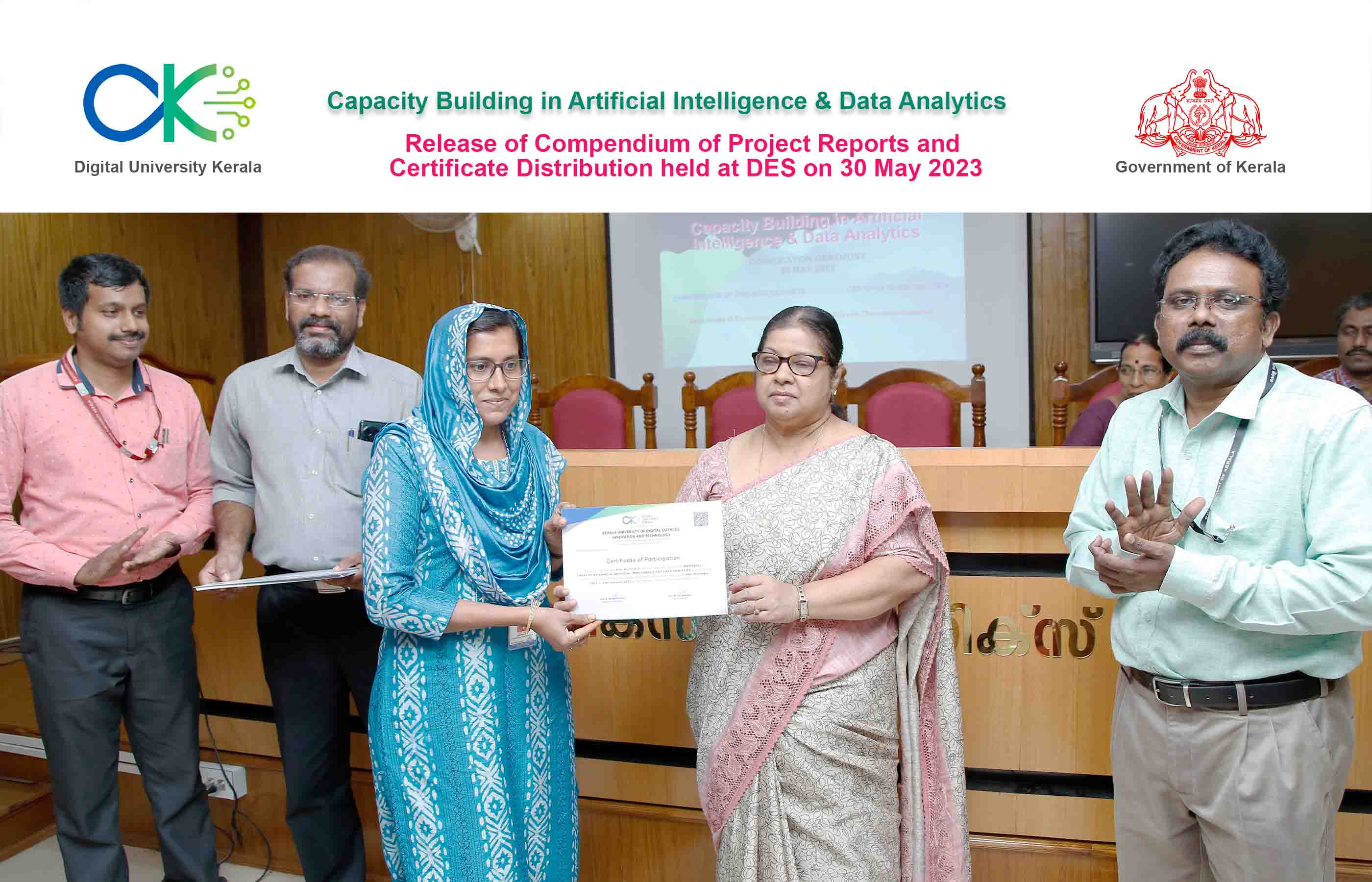 Award of certificate to Smt. Brijila S, Statistical Assistant