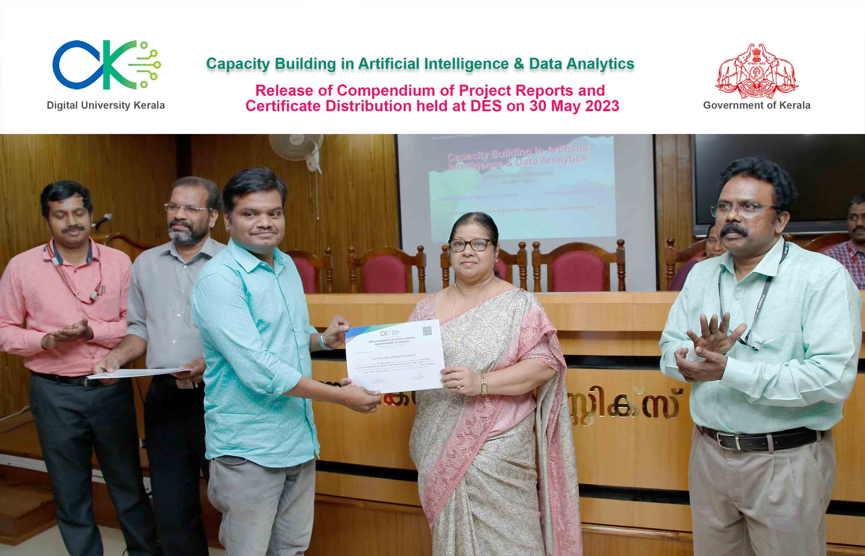 Award of certificate to Sri. Nidhin Babu, Statistical Assistant