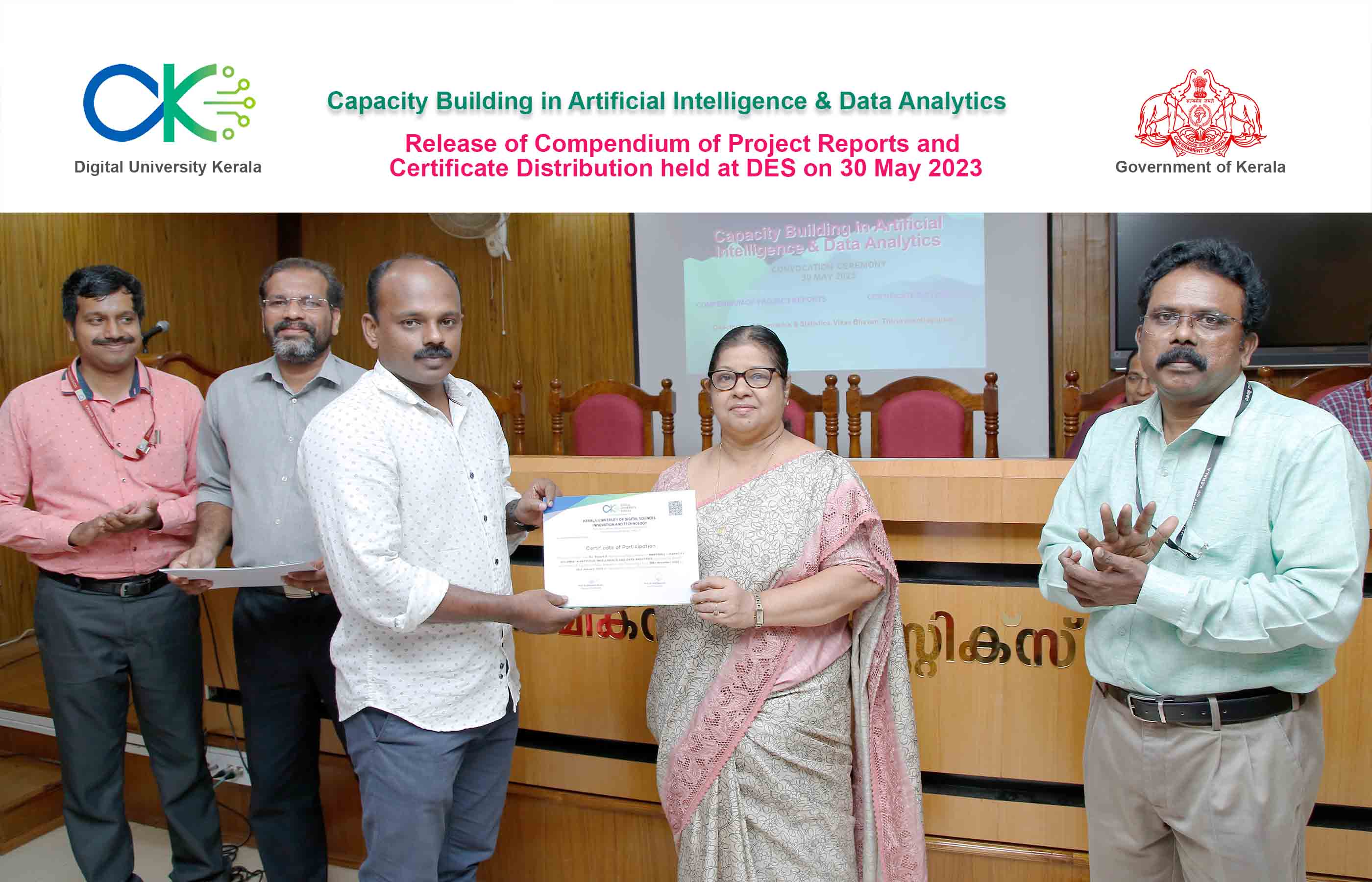Award of certificate to Sri. Rajesh R, Statistical Assistant