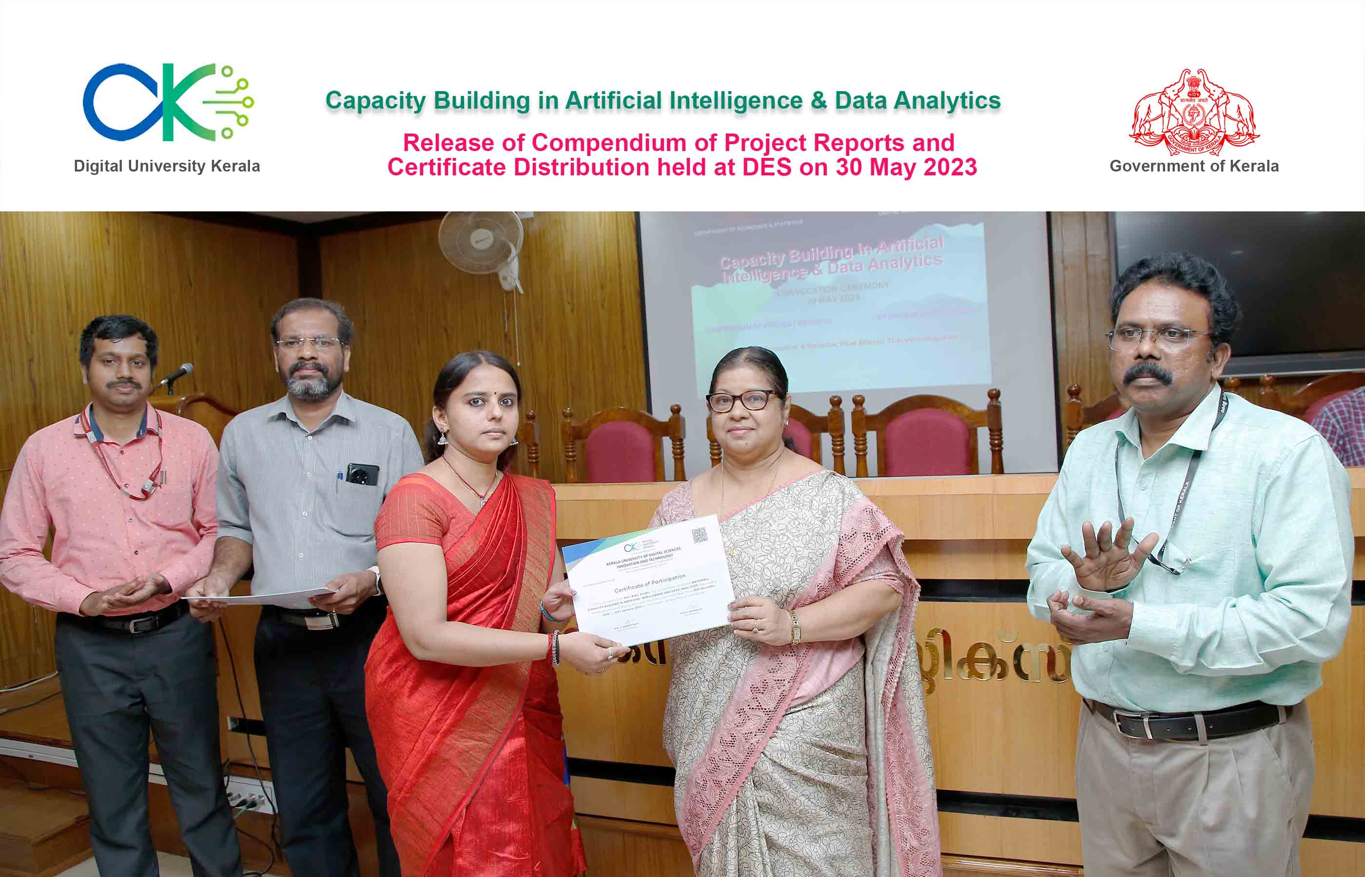 Award of certificate to Kum. Baby Sindhu, Statistical Assistant