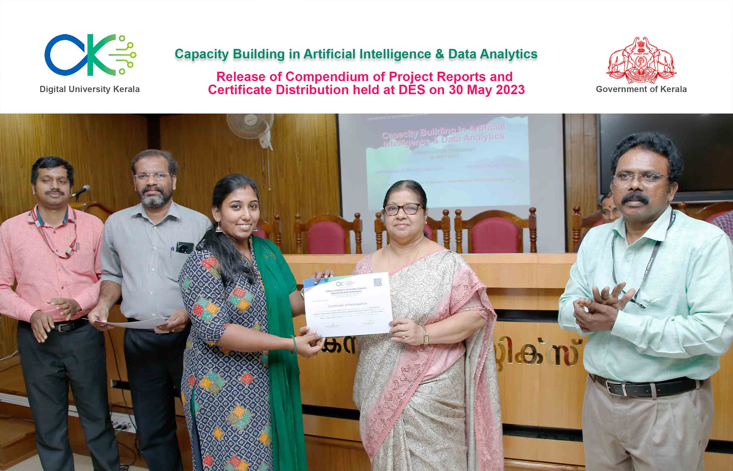 Award of certificate to Smt. Chitra J V, Statistical Assistant