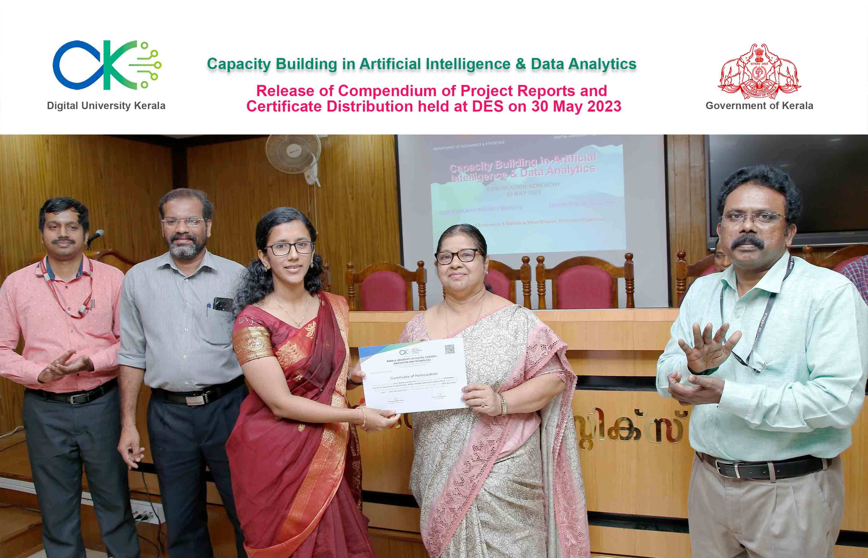 Award of certificate to Smt. Neethymol Kurian, Statistical Assistant