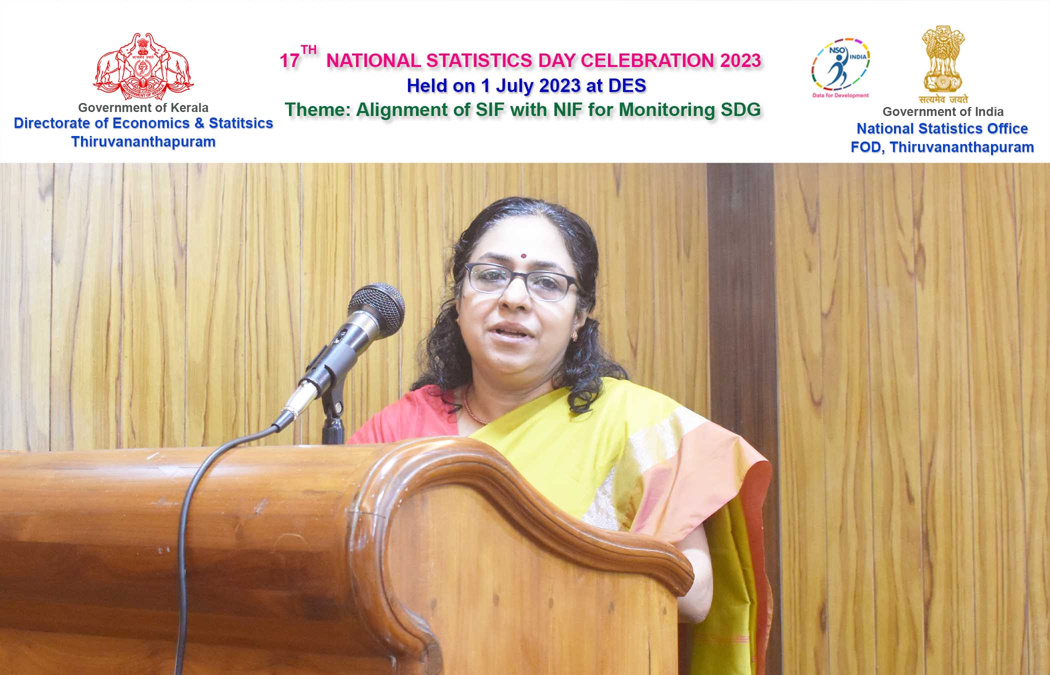 Key note address by Smt. Sunitha Bhaskar, DDG NSO FOD during the 17th Statistics Day Celebration in DES held on 1-7-2023