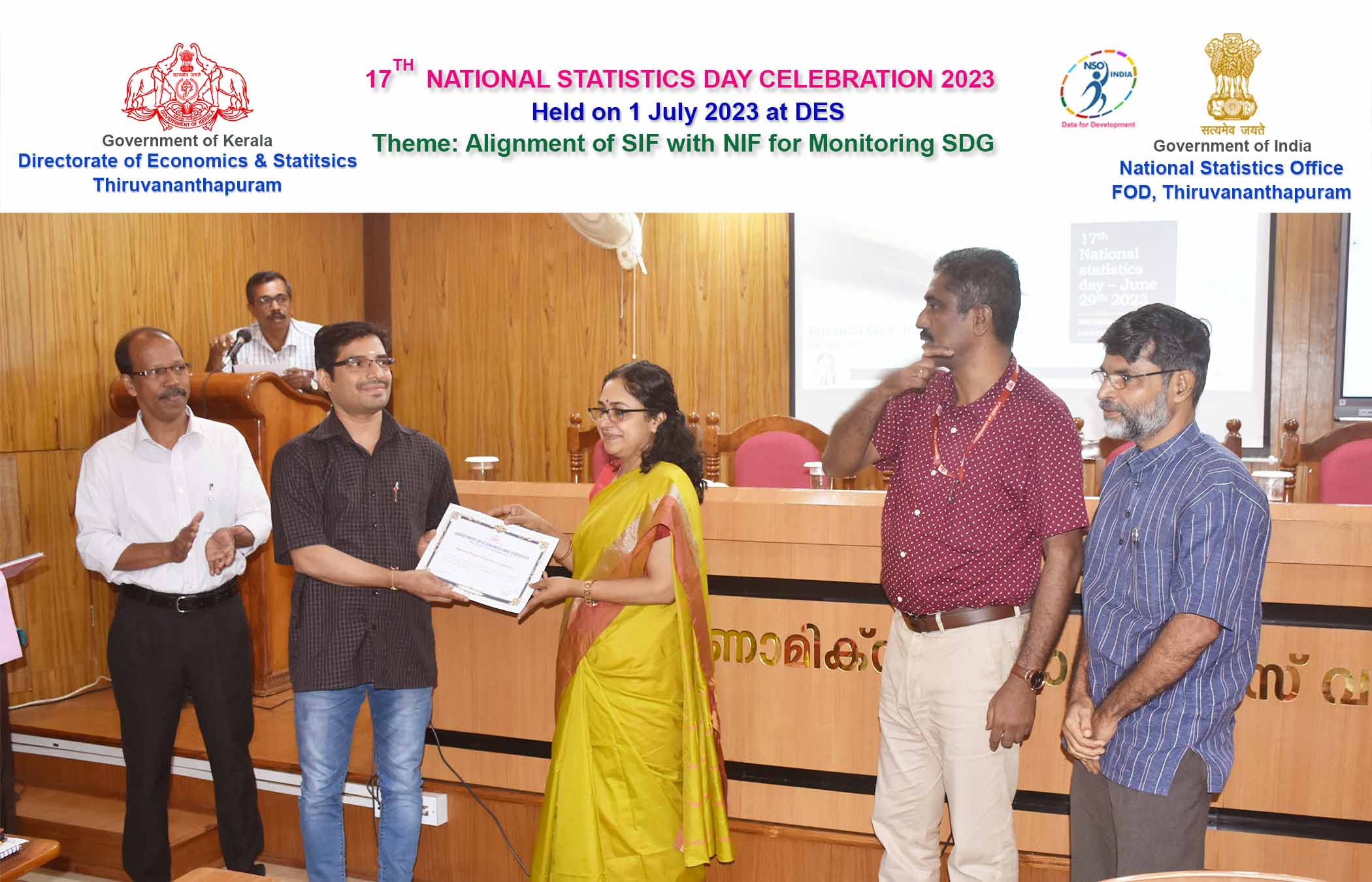 Sri. Sijith K S Research Officer receving certificate for the second prize in Quiz Competition
