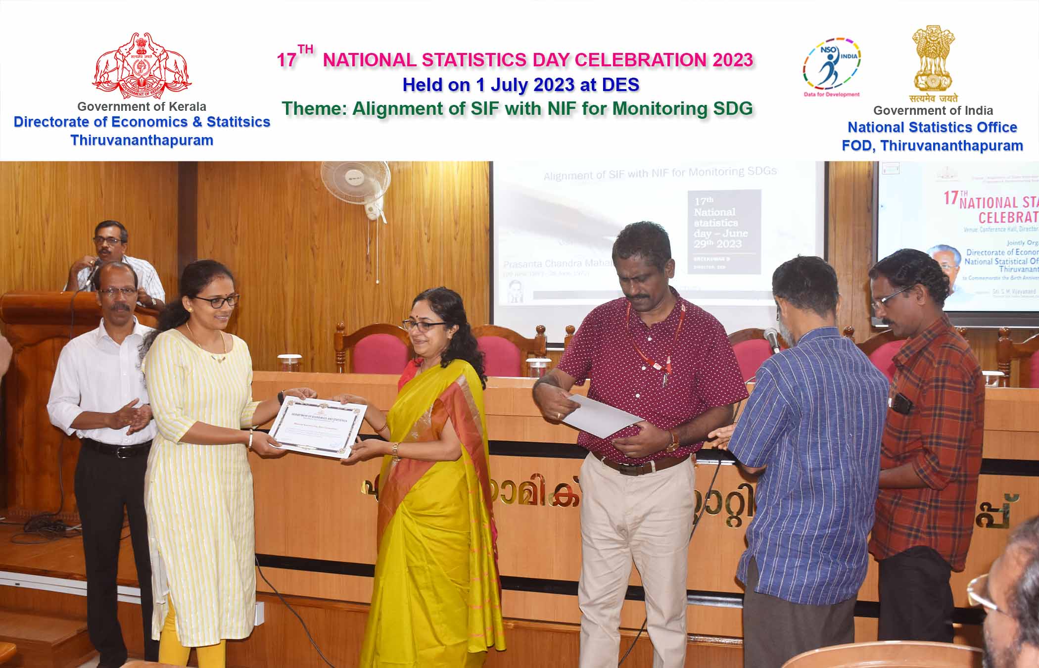 Distribution of certificate for participation in Quiz Competition held in connection with Statistics Day 2023