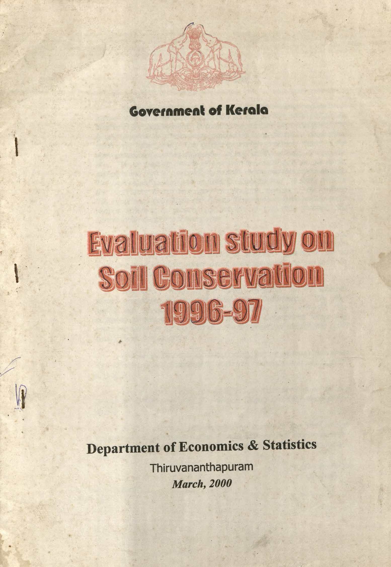 EVALUATION STUDY ON SOIL CONSERVATION  IN KERALA 1996-97