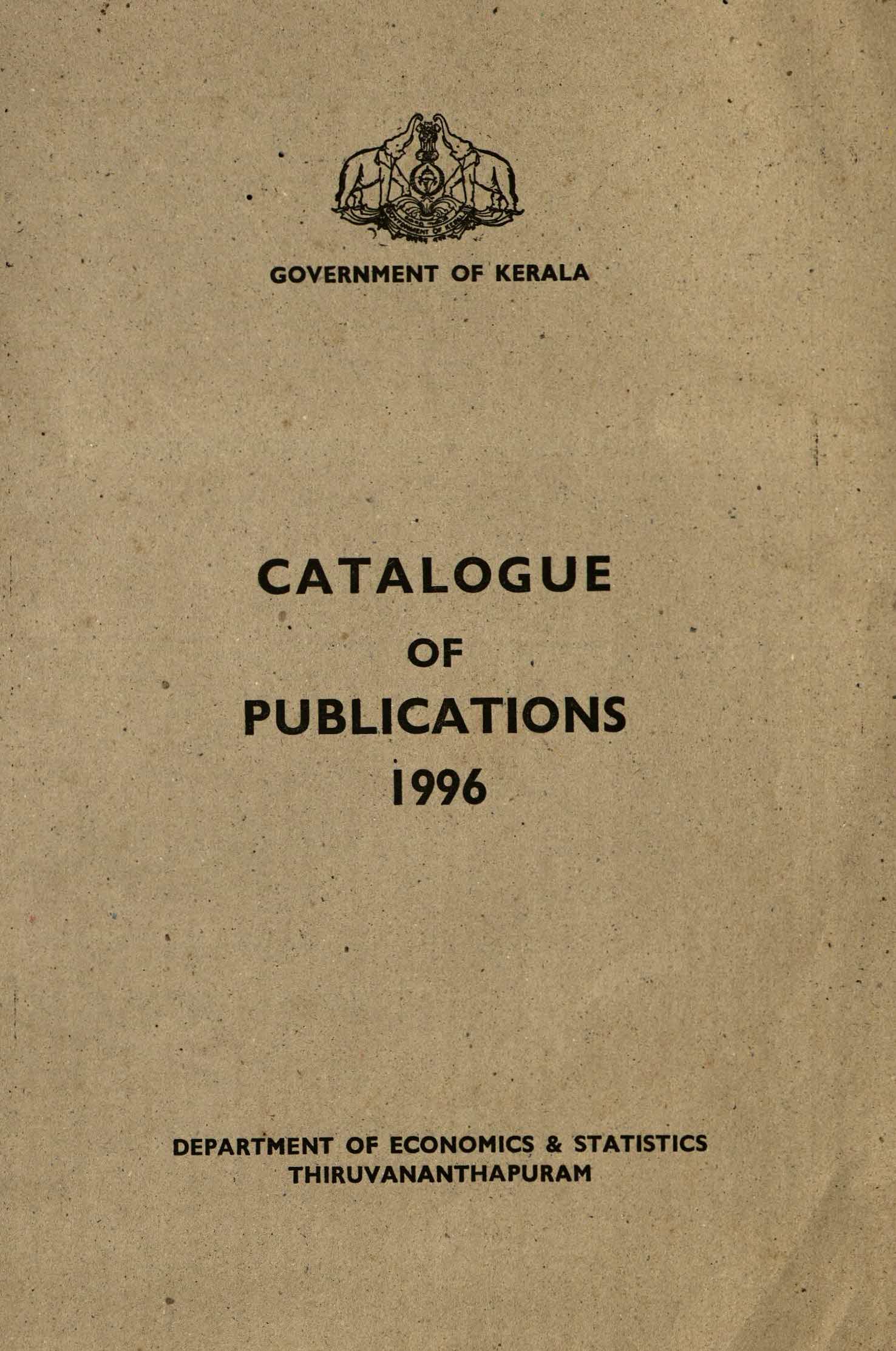 CATALOGUE OF PUBLICATIONS 1996