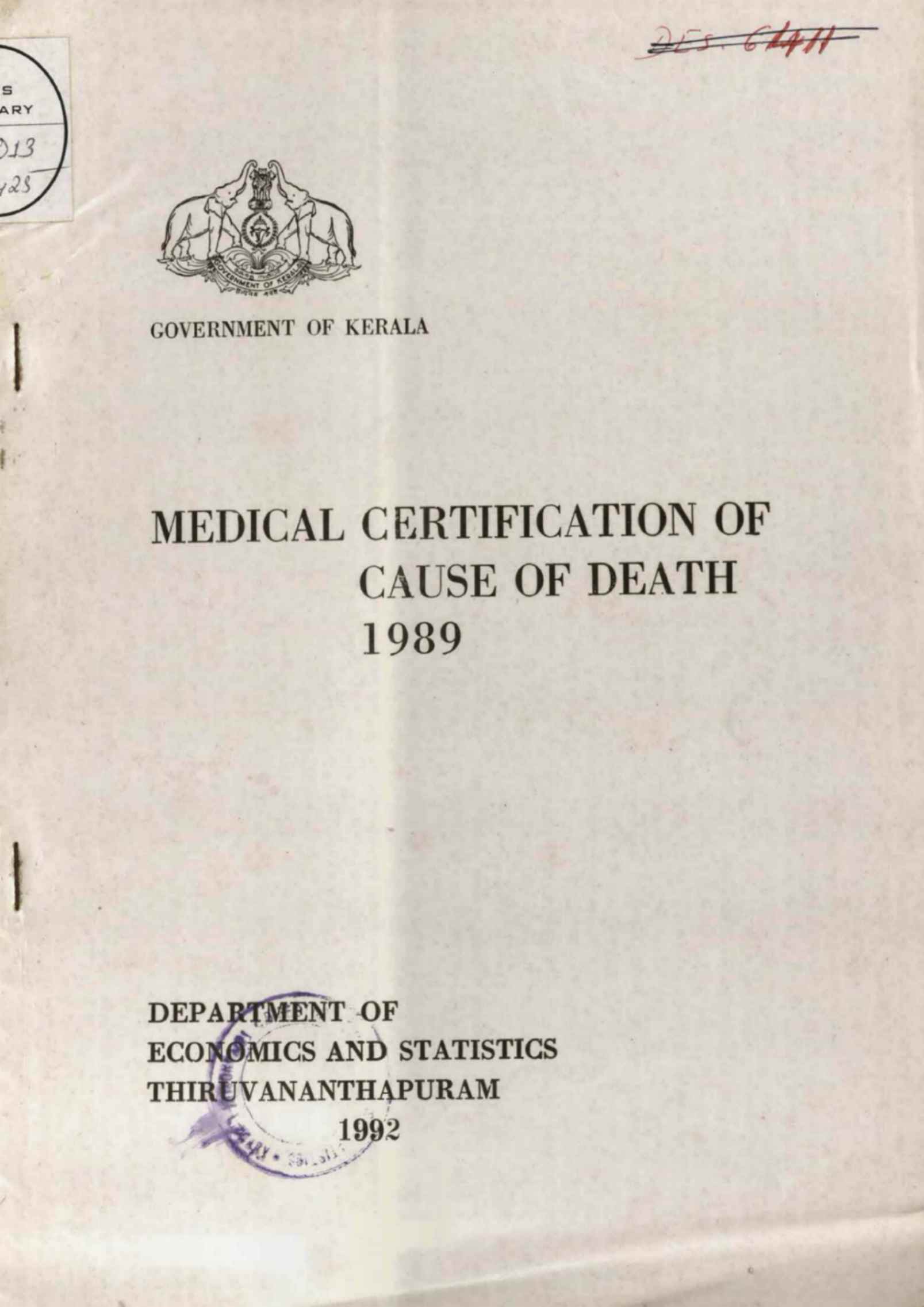 MEDICAL CERTIFICATION OF CAUSE OF DEATH 1989