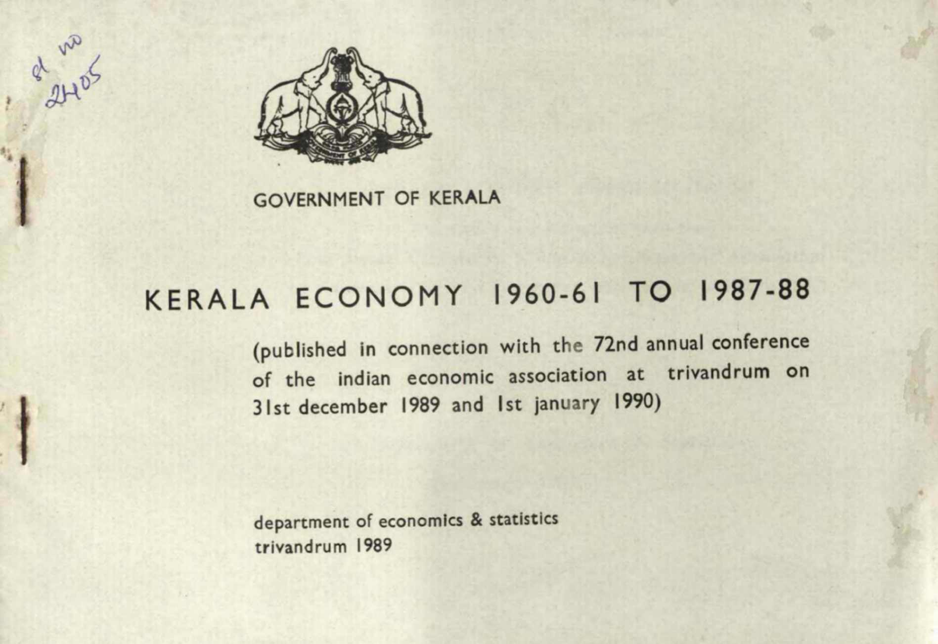 KERALA ECONOMY 1960-61 TO 1987-88
