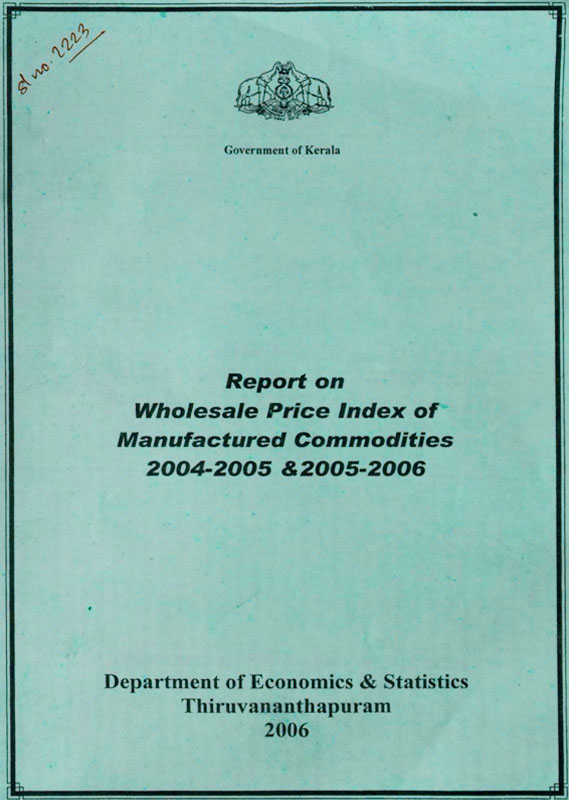 Report on Wholesale Price Index of Manufactured Commodities 2004-05 & 2005-06