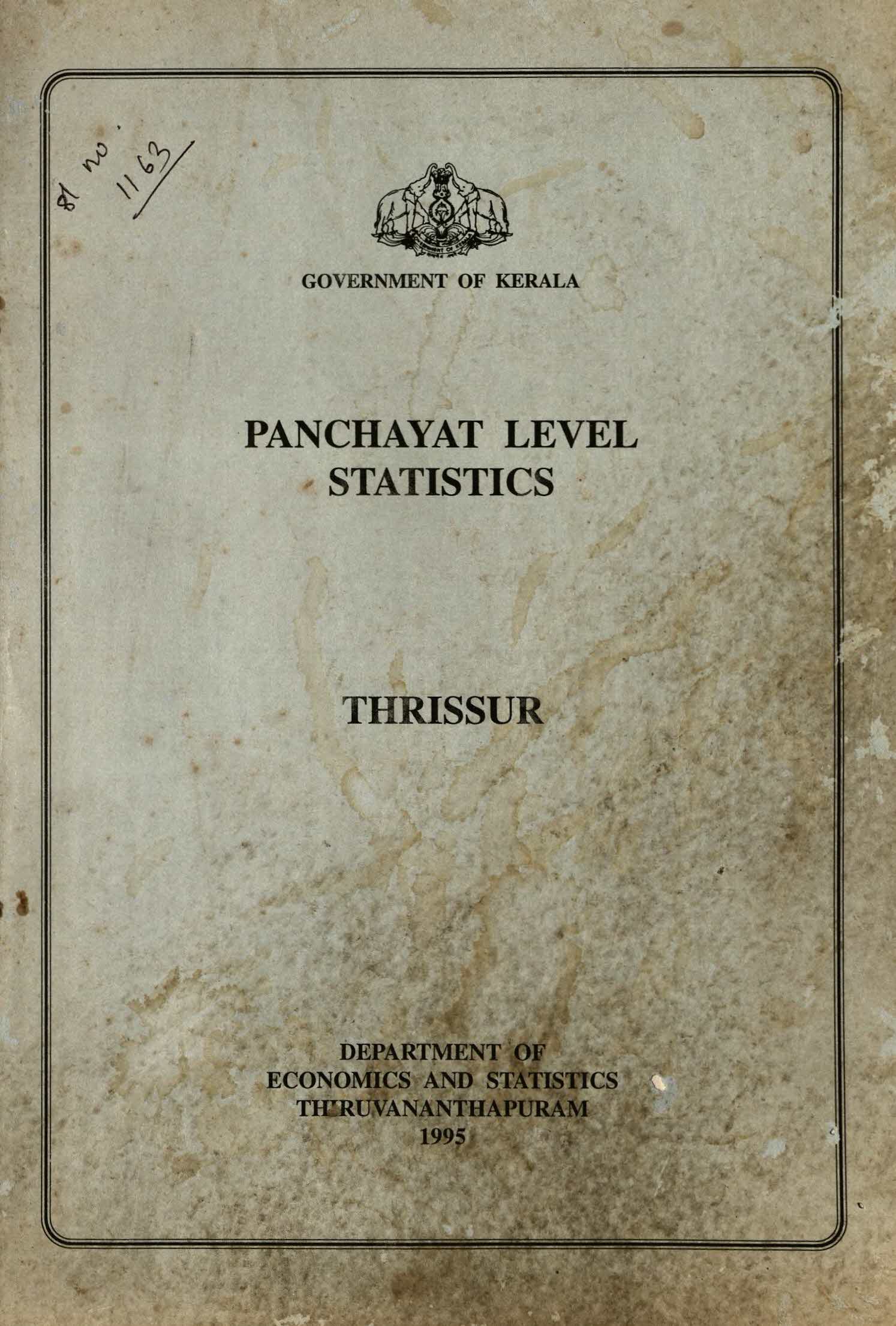 PANCHAYAT LEVEL BUILDING STATISTICS THRISSUR 1995