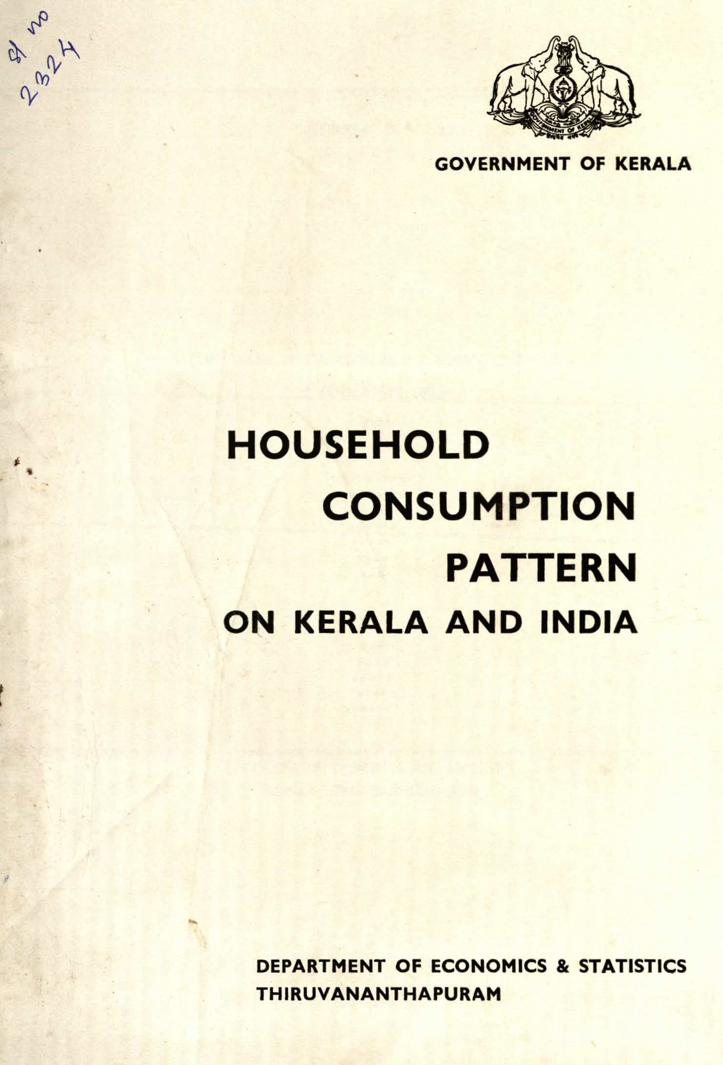 Household Consumption Pattern of Kerala and India 1996