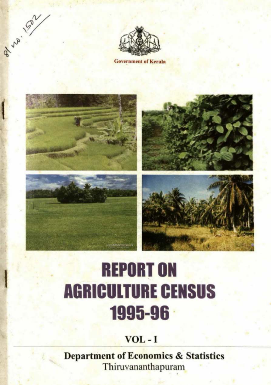 Report On Agricultural Census 1995-96