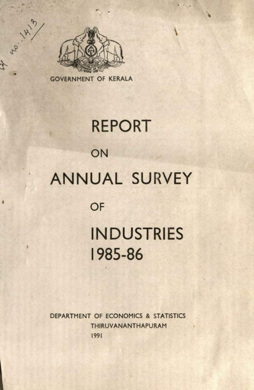 Annual Survey of Industries 1985-86
