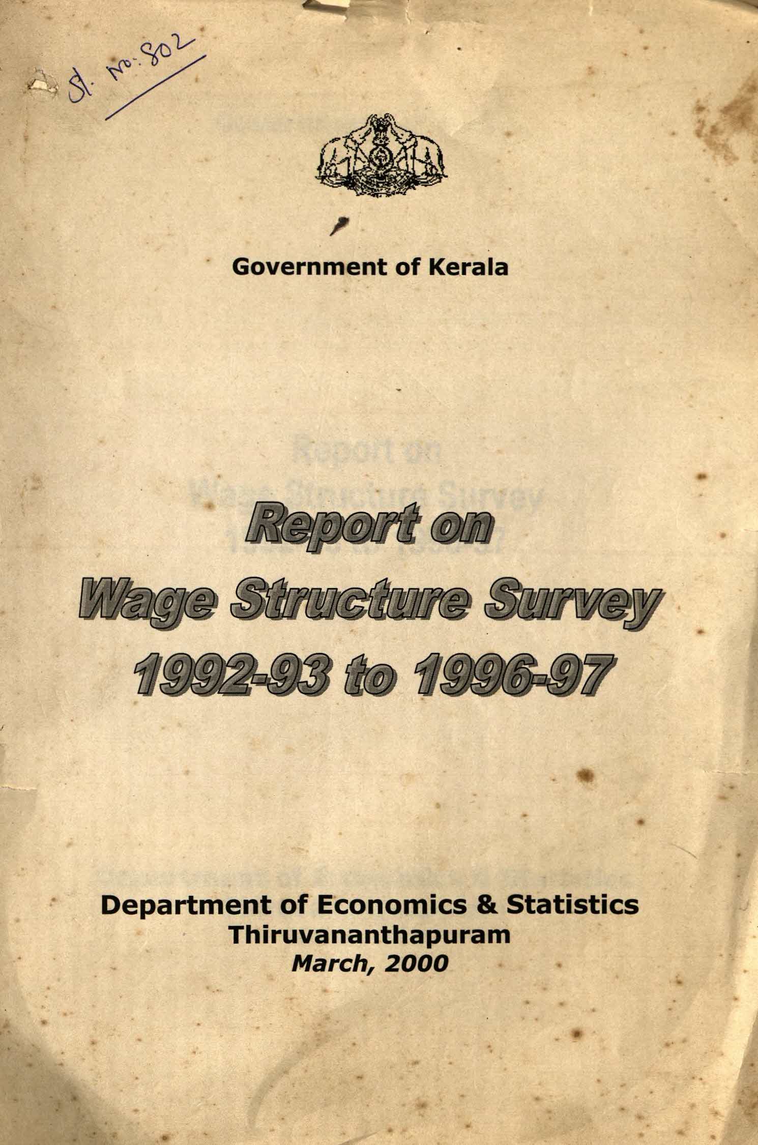 Wage Structure Survey 1992-93 to 1996-97