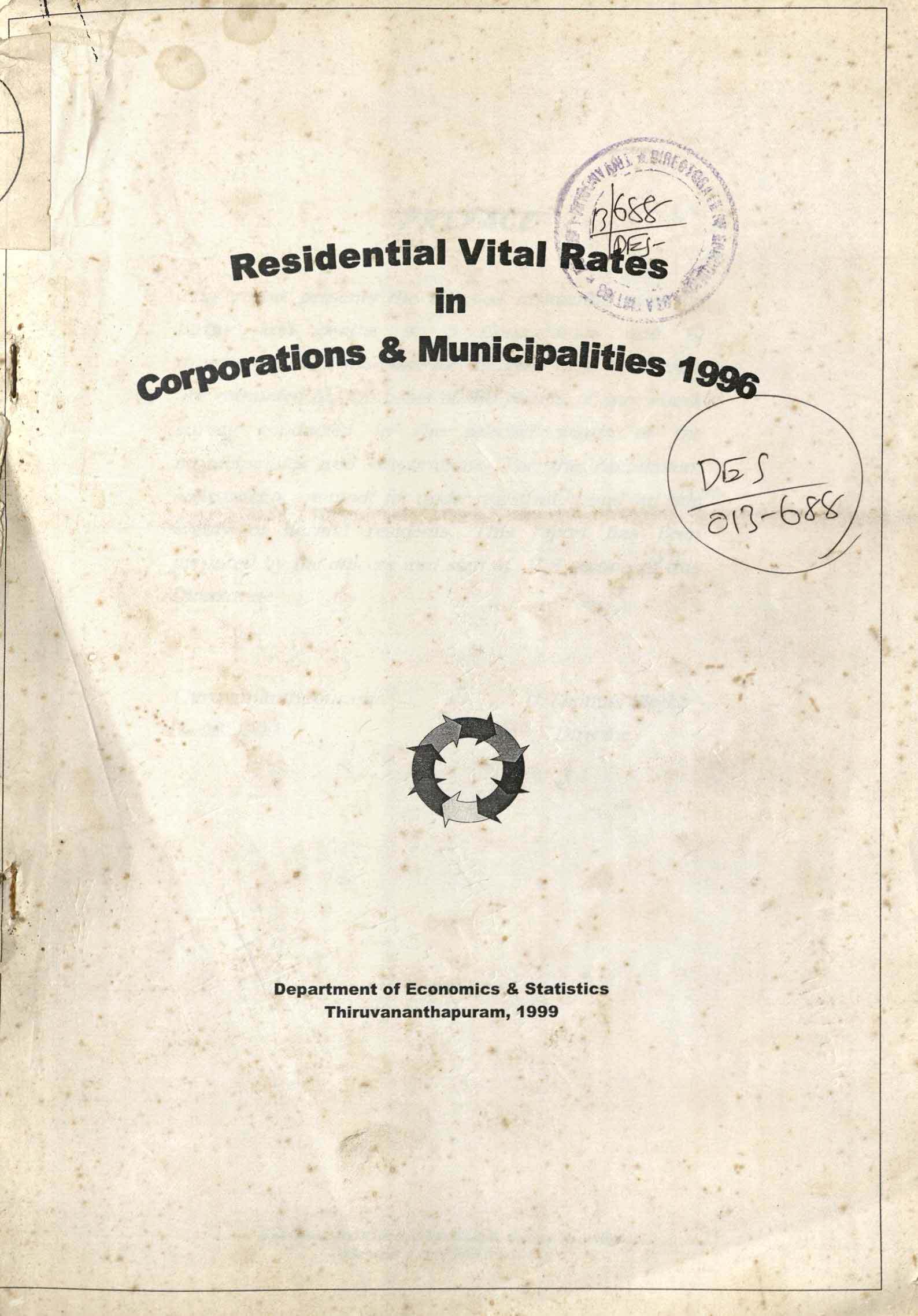 Residential vital Statistics Corporation and Municipalities  1996