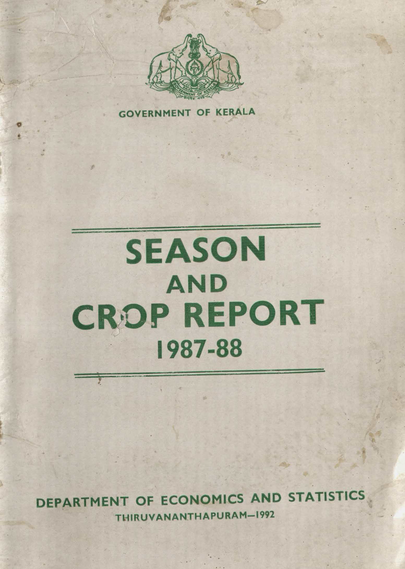 Season and Crop Report 1987-88