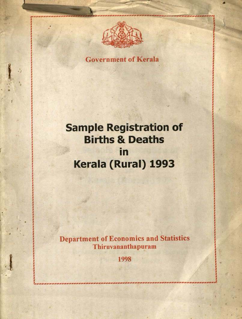 Sample Registration Kerala - Rural Annual Report  1993