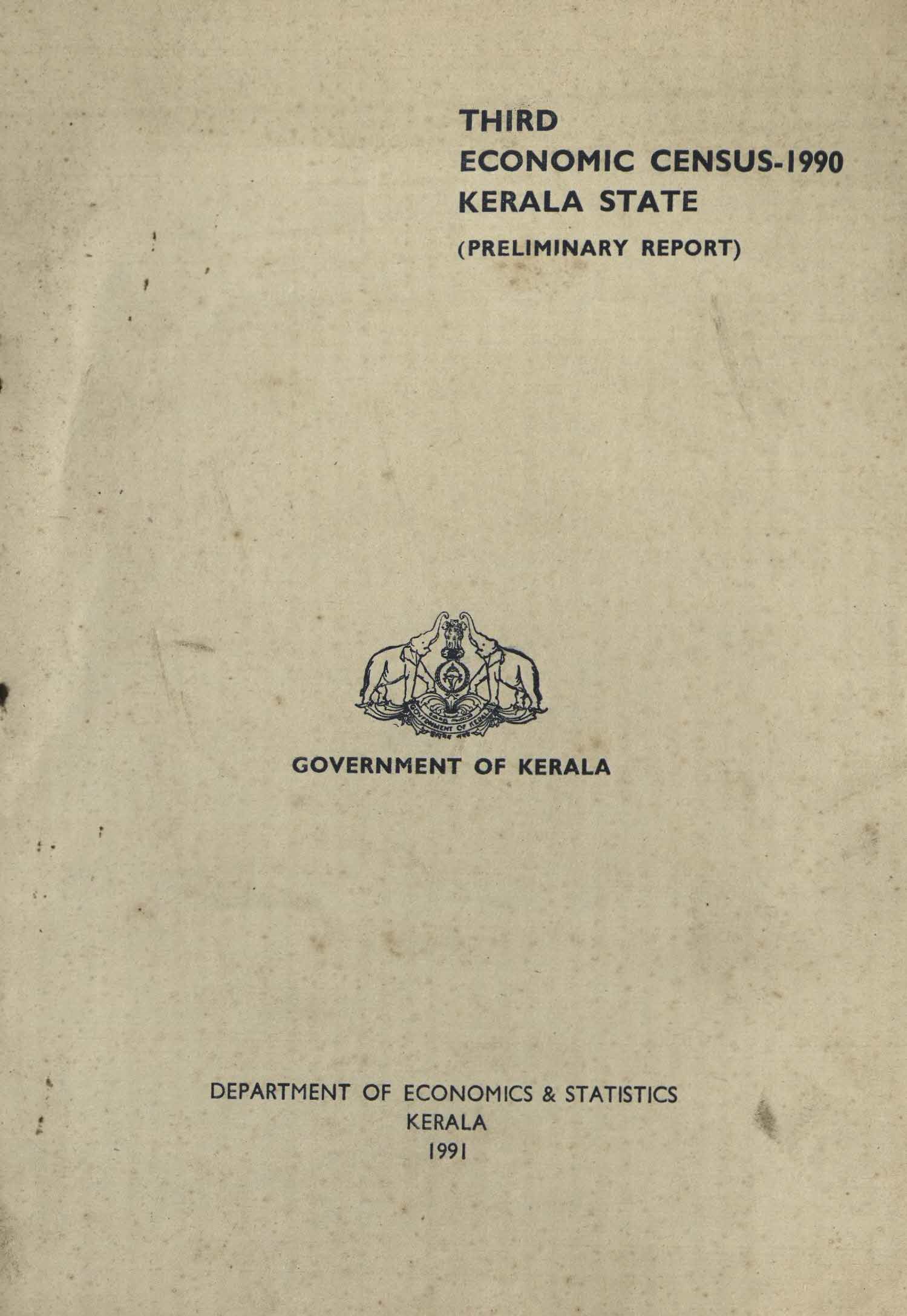 Third Economic Census 1990 Kerala State