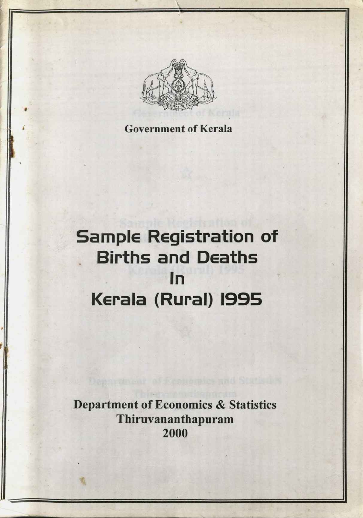 Sample Registration Kerala - Rural Annual Report 1995