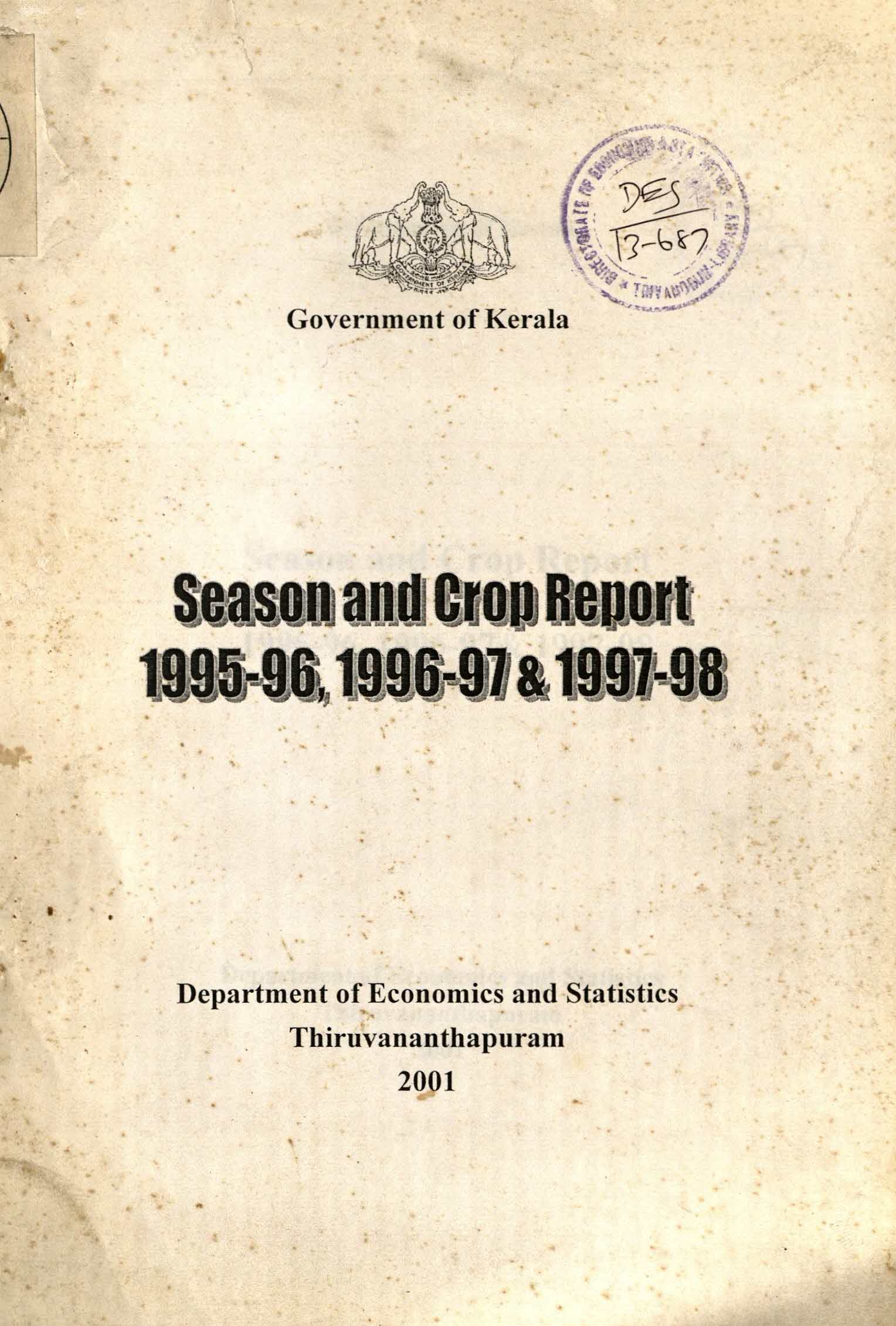 Season and Crop Report 1995-96,1996-97,1997-98