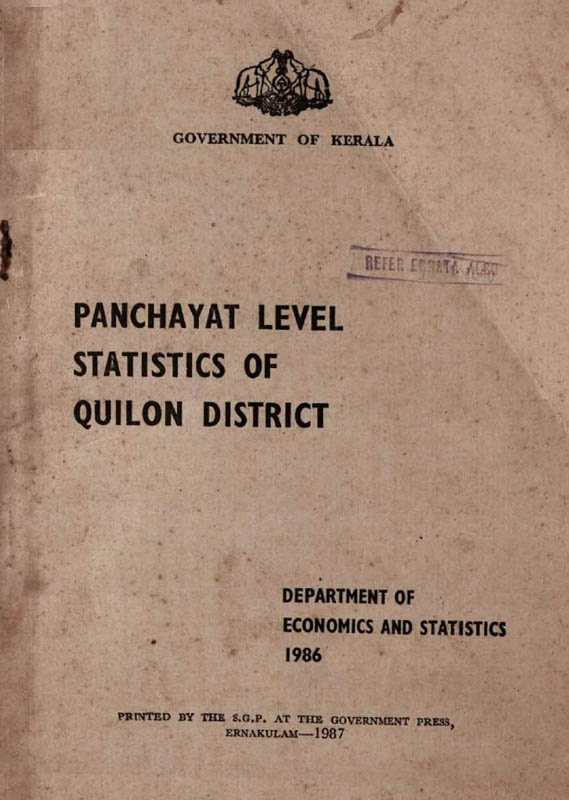 Panchayath Level Statistics Kollam District 1986