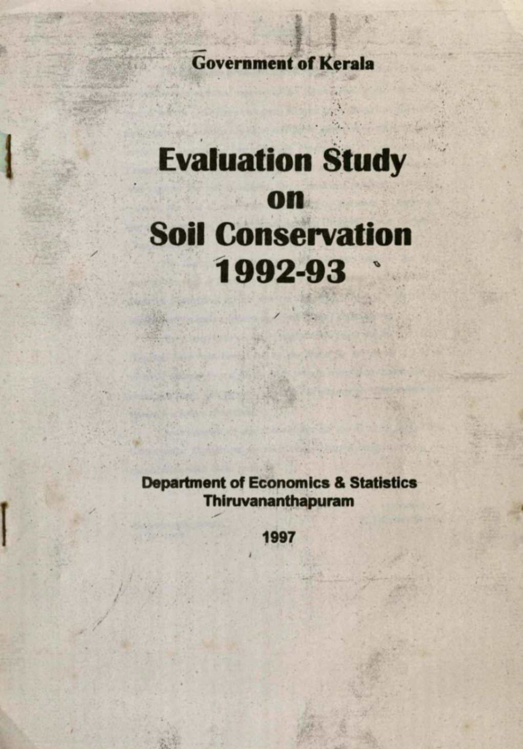 Evaluation Study On Soil Conservation 1992-93