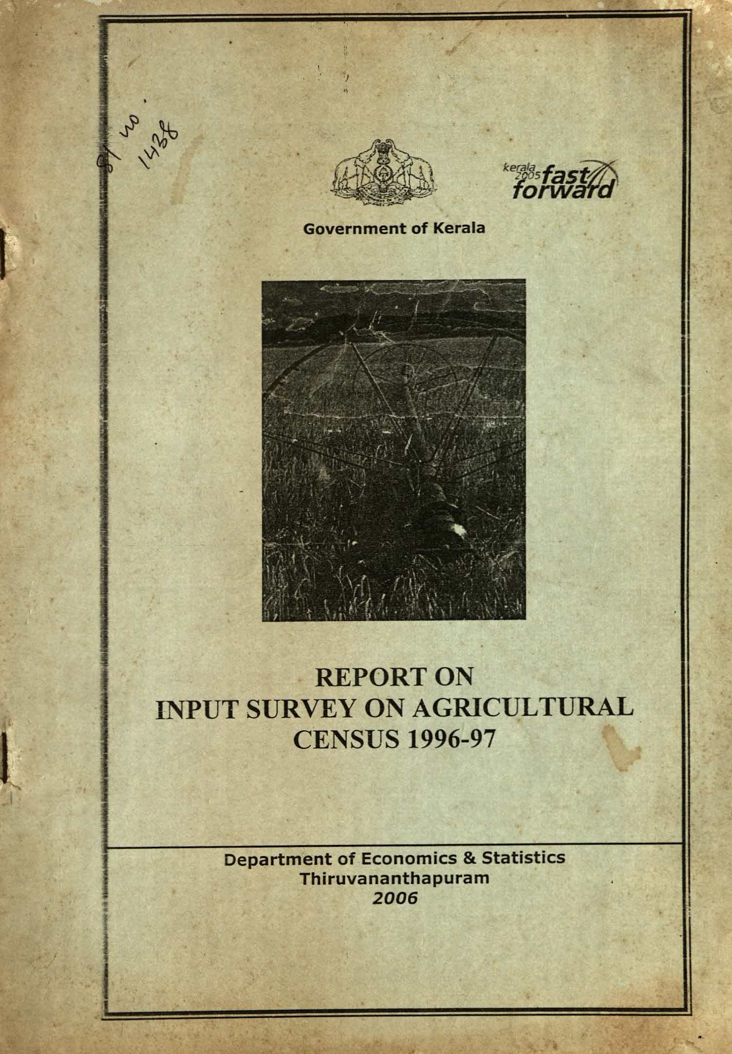 Report On Input Survey On Agricultural Census 1996-97