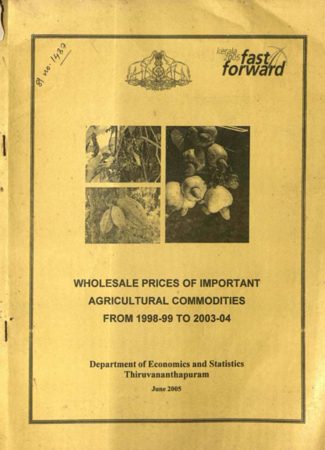Wholesale Prices Of Important Agricultural Commodities From 1998-99 To 2003-04