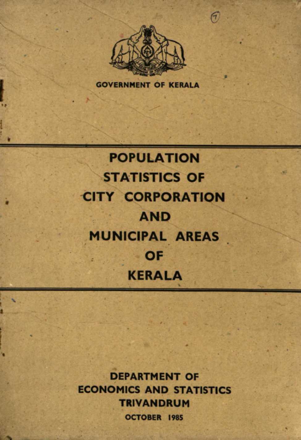 Population Statistics Of City Corporation And Municipal Areas Of Kerala