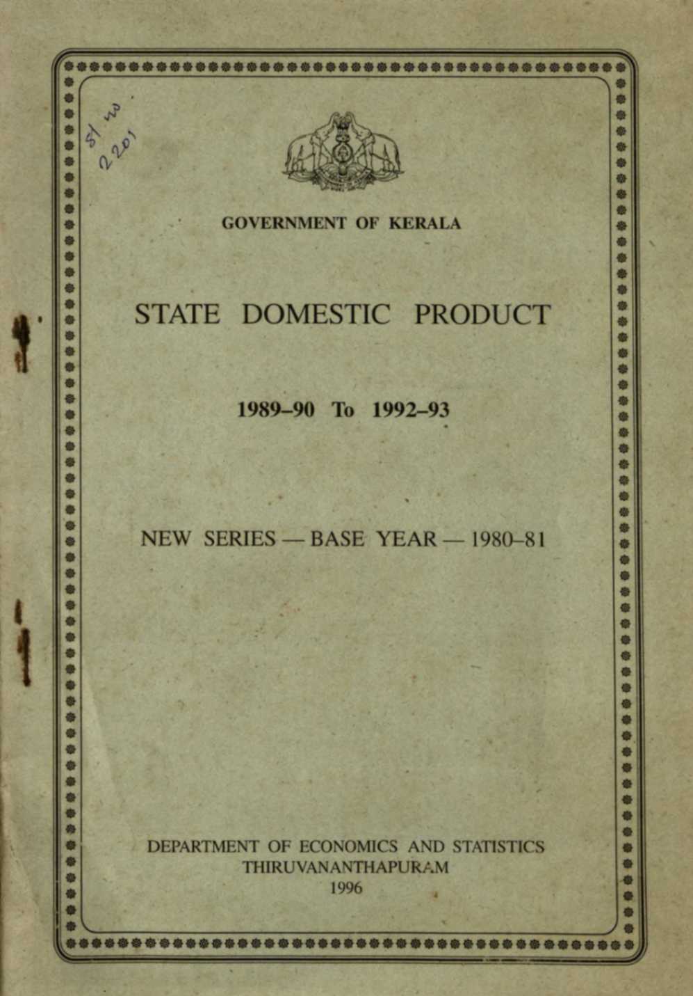 STATE DOMESTIC PRODUCT 1989-90 TO 1992-93