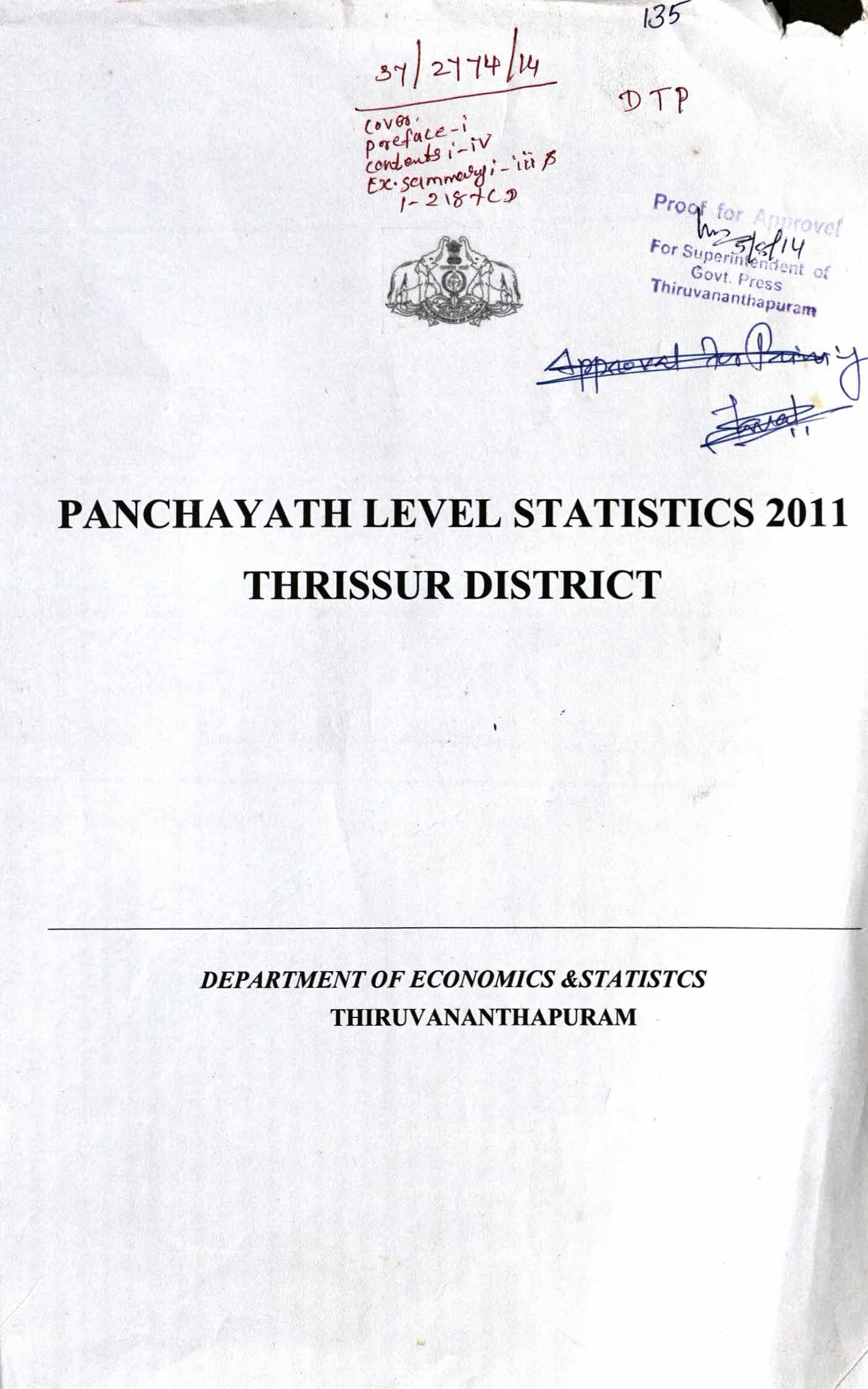 Panchayath Level Statistics Thrissur District 2011
