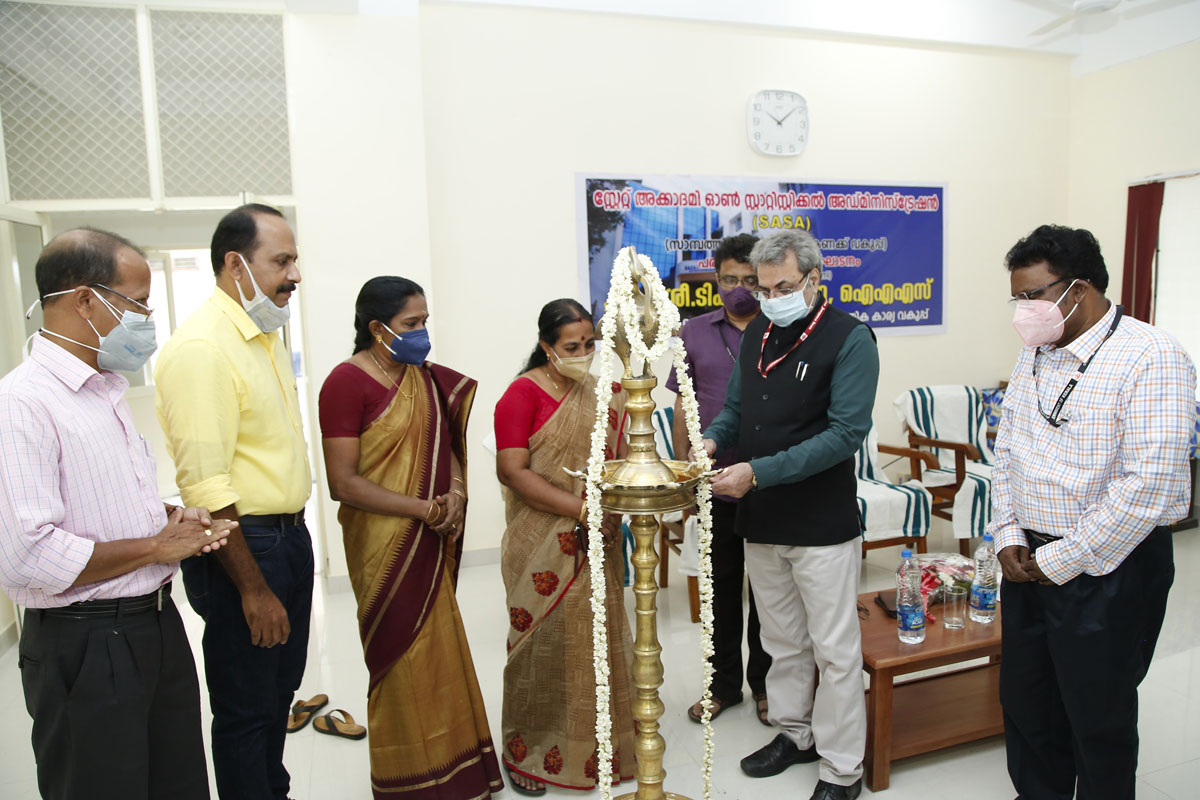 Training on Malayalam computing held at SASA on 24-02-2022,Lighting the lamp by ACS Plg