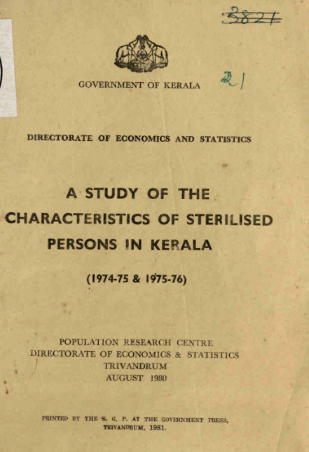 A Study of the Characteristics of Sterilised Persons in Kerala 1974-75 & 1975-76
