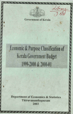 Economic & Purpose Classification of Kerala Government Budget 1999-2000 & 2000-01