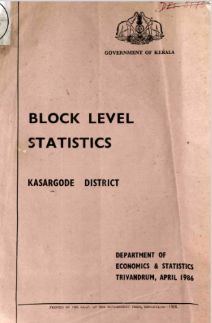 Block Level Statistics Kasargode District 1986