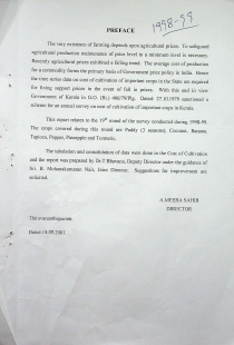 Report on Cost of Cultivation of Important Crops in Kerala 1998-99