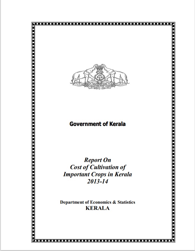 Report on Cost of cultivation of important crops in Kerala 2013-14
