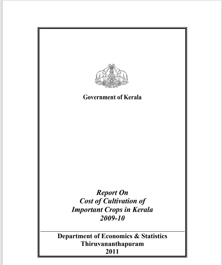 Report on Cost of cultivation of important crops in Kerala 2009-10