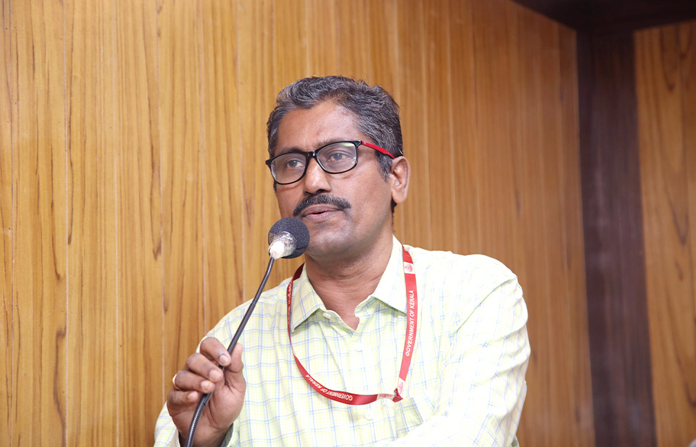 World Environment Day Celebration held at DES on 5 June 2024. Director Sri. Sreekumar B addressing the function