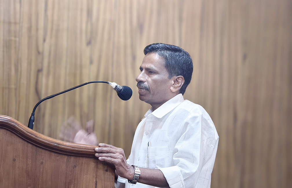 World Environment Day Celebration held at DES on 5 June 2024. Environementalist Sri. U Ayyappan addressing the function.