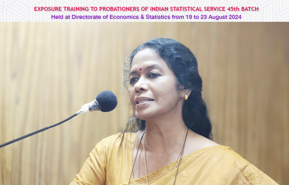 Exposure training to ISS probationers held at DES from 19 to 23 Aug 2024. Additional Director (Prices) Dr. K.G. Geetha felicitates the gathering.