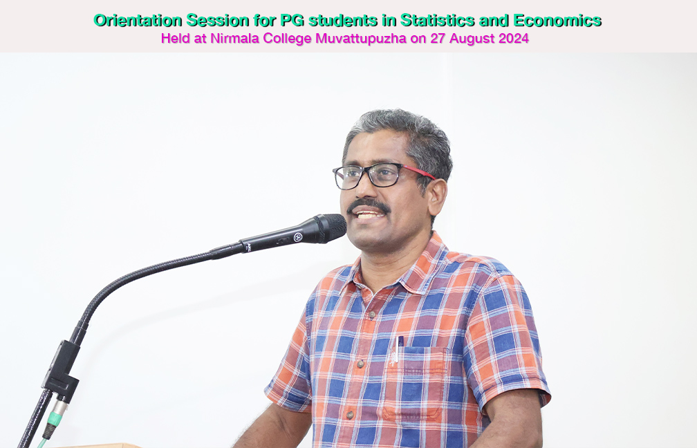 Orientation programme of DES Director Sreekumar B for PG students of Statistics and Economics in Nirmala College Muvattupuzha held on 27-08-024