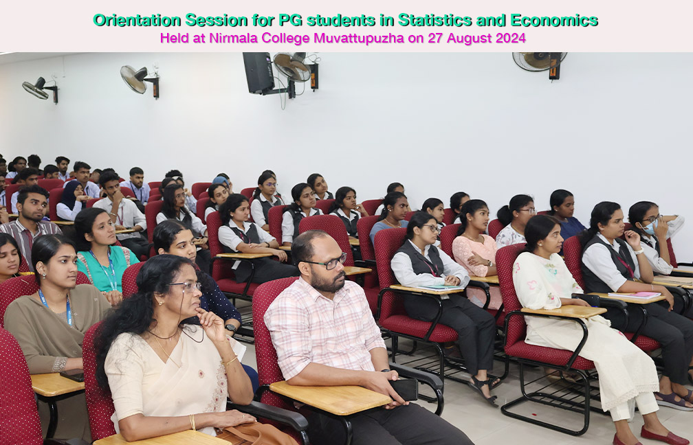 Orientation programme of DES Director Sreekumar B for PG students of Statistics and Economics in Nirmala College Muvattupuzha held on 27-08-024