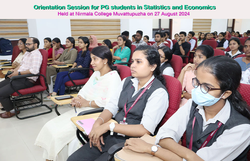 Orientation programme of DES Director Sreekumar B for PG students of Statistics and Economics in Nirmala College Muvattupuzha held on 27-08-024