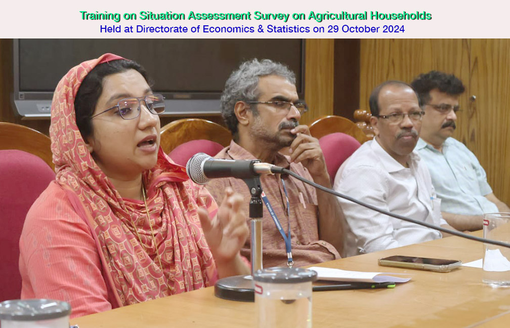 Training on Situation Assessment Survey held at directorate on 29-10-2024. Dr. Adeela Abdull;a, Director of Agriculture inaugurates the training programme.