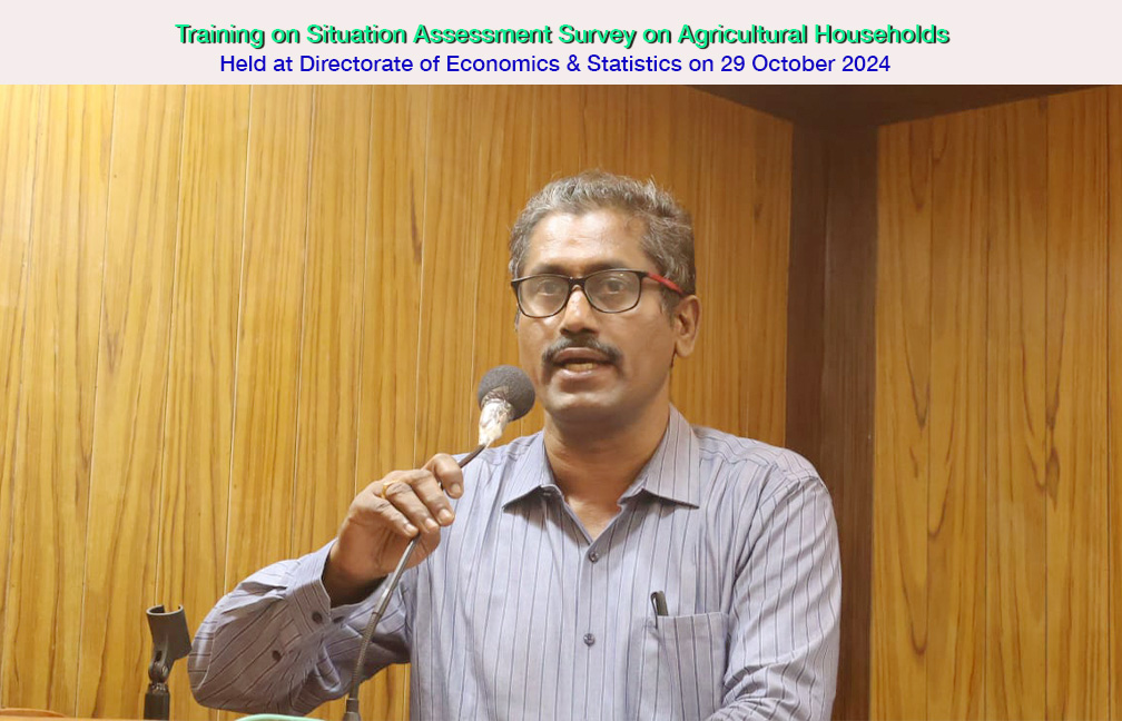 Training on Situation Assessment Survey held at directorate on 29-10-2024. Director of DES Sri. Sreekumar B delivers key note address.